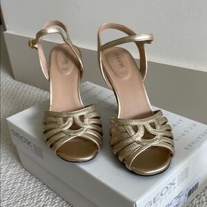 Geox Women's Metallic Gold Strappy Dress Sandals